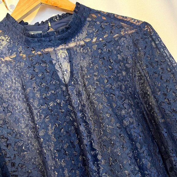ModCloth Winsome Whims Navy Blue Star Lace Blouse XL Whimsigoth Witchy Goth - Picture 5 of 5